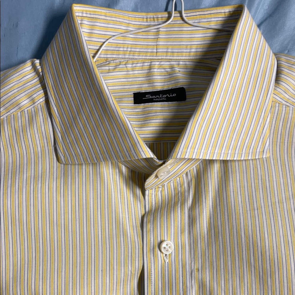 Sartorio Yellow Stripe Men's Dress Shirt